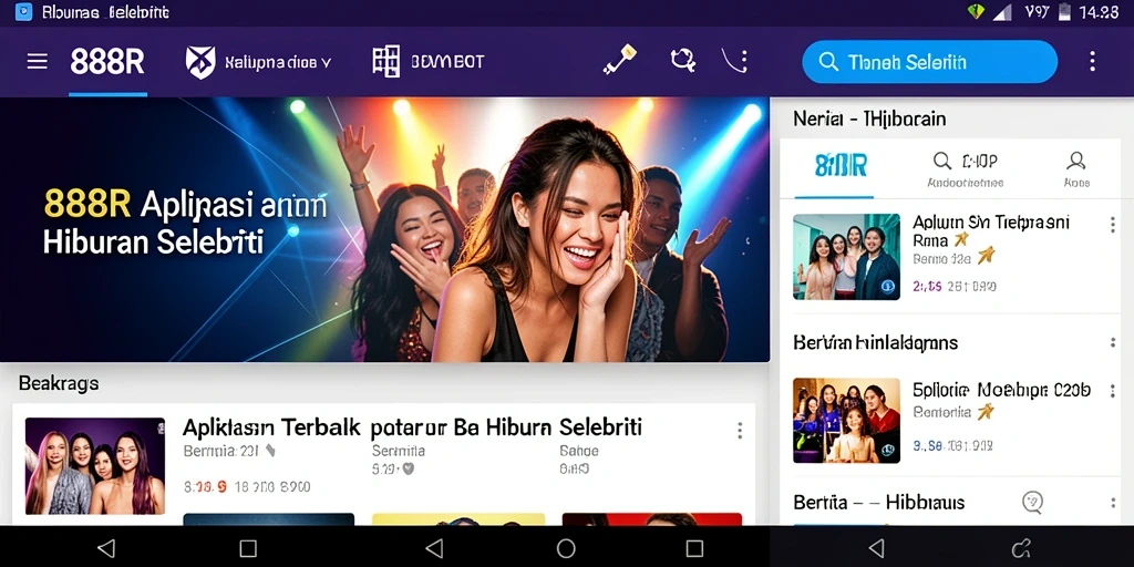 Tampilan antarmuka menarik aplikasi Hiburan Selebriti 888R.