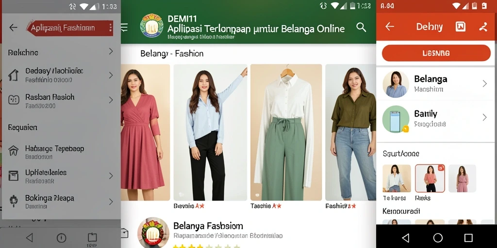 Tampilan antarmuka aplikasi DEMI11 yang stylish untuk belanja fashion.