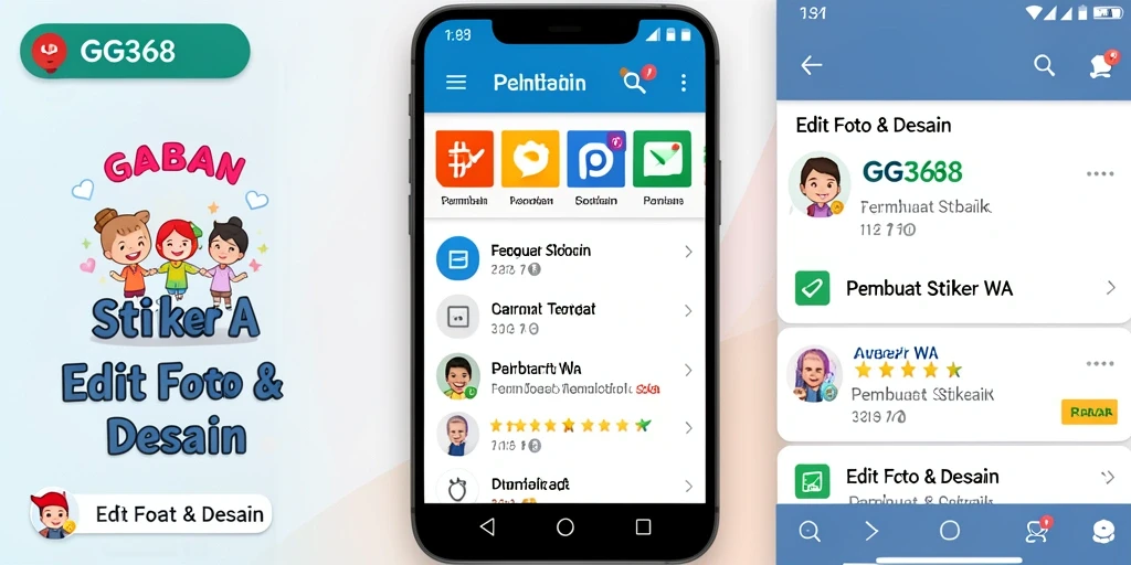 Antarmuka pengguna GG368 saat membuat stiker WA yang menarik.