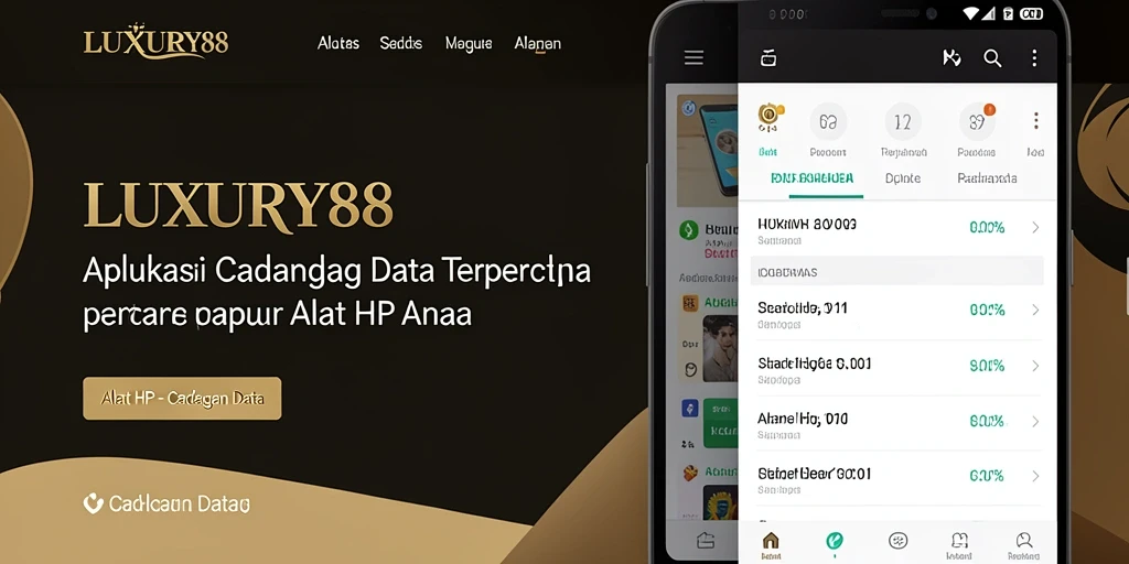 Antarmuka LUXURY88 menampilkan fitur cadangan data yang lengkap dan user-friendly.