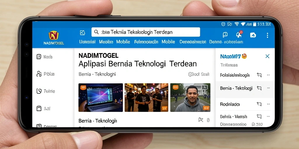 Antarmuka aplikasi NADIMTOGEL dengan berita terbaru teknologi.