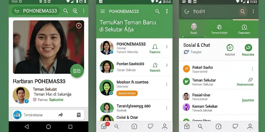 Antarmuka POHONEMAS33 yang intuitif untuk menjalin pertemanan.