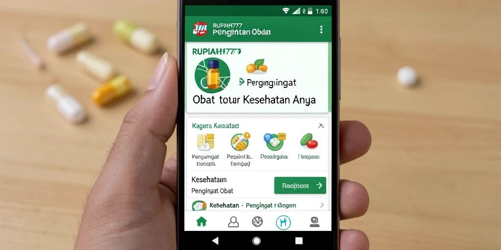 Antarmuka RUPIAH777 yang sederhana dan informatif untuk pengingat obat.