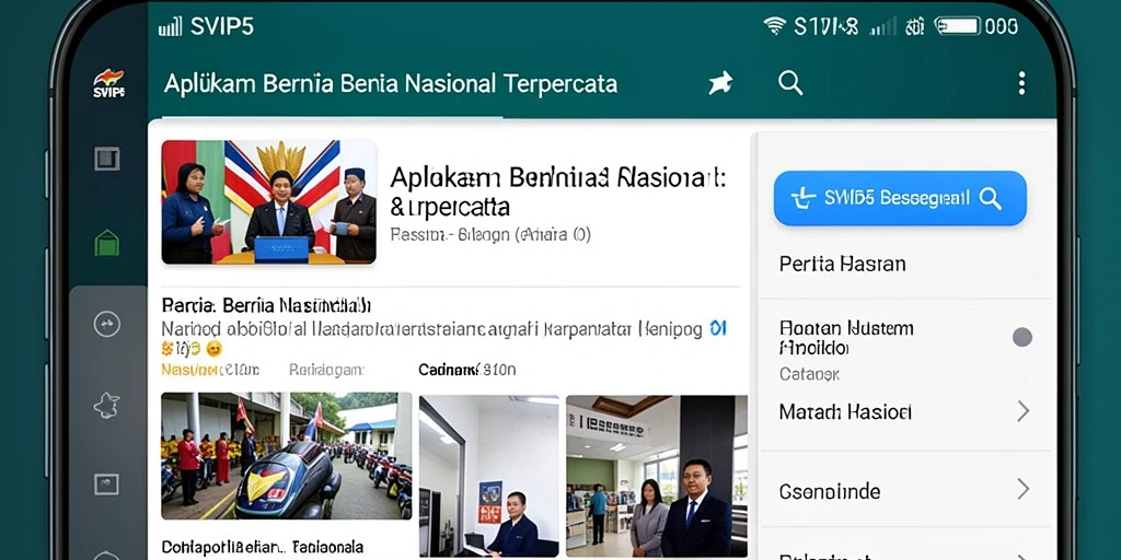 Tampilan antarmuka SVIP5 yang jelas dan informatif untuk berita nasional.