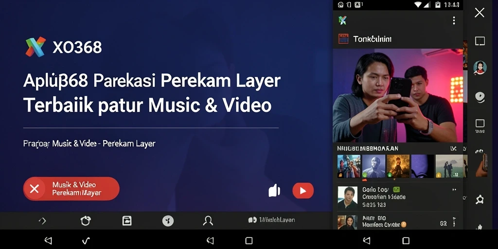 Screenshot aplikasi XO368 menunjukkan antarmuka perekaman layar yang user-friendly.